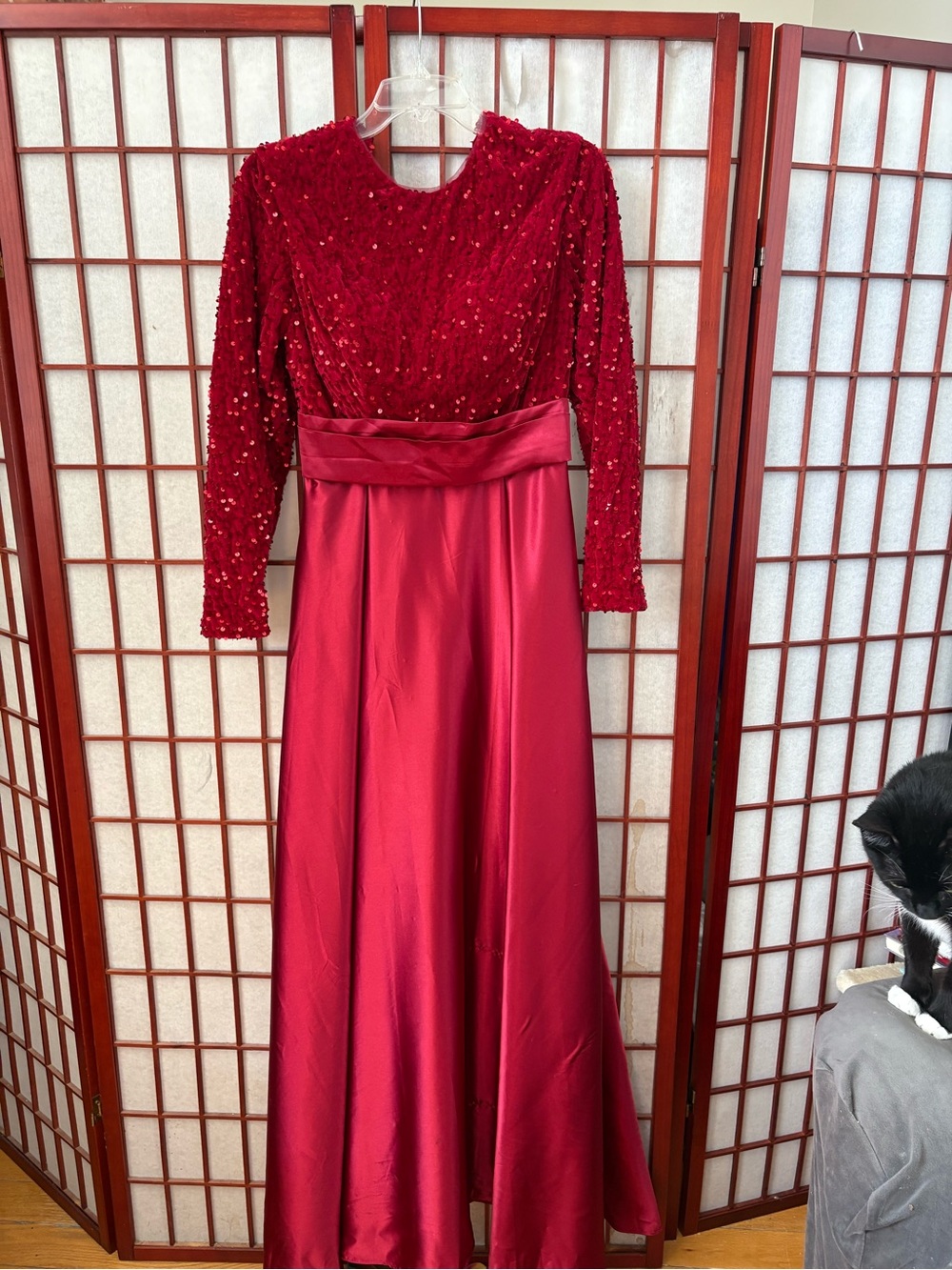 Red Sequin Silky Cocktail Dress - Women